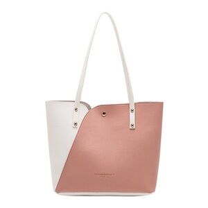 Pink and White Tote great for traveling    fu leather very durable